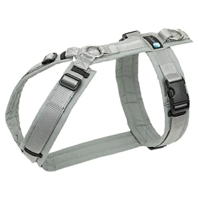 Abbildung von Annyx Brustgeschirr FUN in Grau Silber XL für Welpen alle Hunde verstellbar gepolstert ergonomisch rückenschonend optim