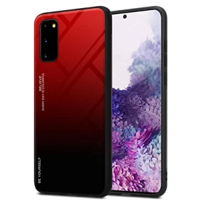 Abbildung von Cadorabo Hülle kompatibel mit Samsung Galaxy S20 Schutzhülle TPU Silikon Case Glas Slim Kratzfest Weiche Gummi Rundumschutz für in Schwarz