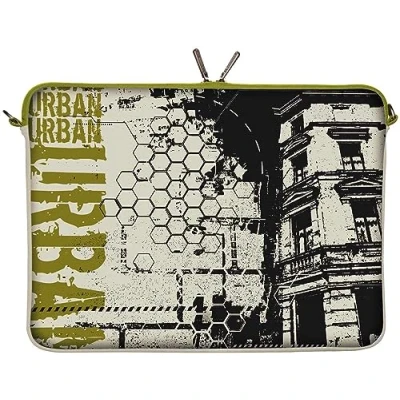 Abbildung von Digittrade LS152 17 Urban Disigner Laptopschutzhülle Notebooktasche 17,3 Zoll (43,9 cm) Notebook Sleeve Laptop Schutzhülle Tablet Tasche Stadt grau grün