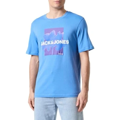 Abbildung von JACK&amp;JONES Herren JCOFLORALS Tee SS Crew Neck FST T Shirt, Pacific Coast, L