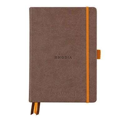 Abbildung von Rhodia 118773C GoalBook (DIN A5, 14,8 x 21 cm, 120 Blatt, dot Lineatur, 90 g, elegant und praktisch) 1 Stück schokoladen, Braun