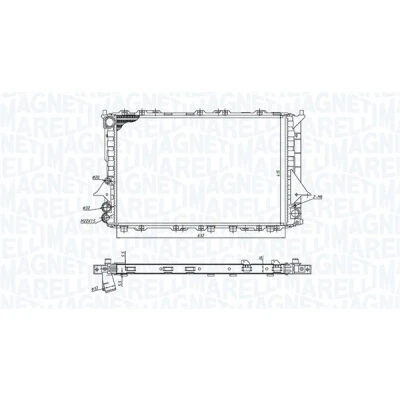 Abbildung von MAGNETI MARELLI 350213189900 Kühler, Motorkühlung 630mm 414mm 32mm Kühlrippen mechanisch gefügt AUDI: 100 C4 Limousine, A6 Avant