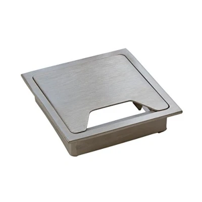 Abbildung von Gedotec Kabeldurchlass eckig Kabeldurchführung Schreibtische &amp; Möbel H7040 Edelstahl matt gebürstet Kabeldose 2 teilig 60 x mm 1 Stück Design Kabel Durchführung Tisch Platten aus Holz