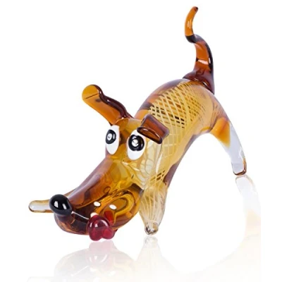 Abbildung von levandeo Designer Skulptur B x H T: 16x20x30cm Glas Hund Glasfigur Deko Unikat Dekoration Geschenkidee