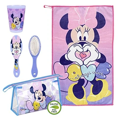 Abbildung von CERDÁ LIFE&#039;S LITTLE MOMENTS Minnie Mouse Kulturbeutel Kinder Mädchen Kulturtasche Set Offizielle Disney Lizenz Rosa