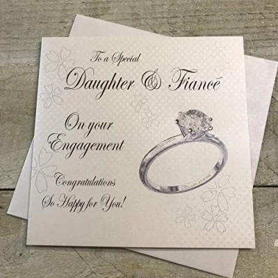 Abbildung von WHITE COTTON CARDS To A Special Daughter &amp; Fiancé On Your Engagement, Handgefertigte Verlobungskarte, Code PD9D, Beige, 16 x cm