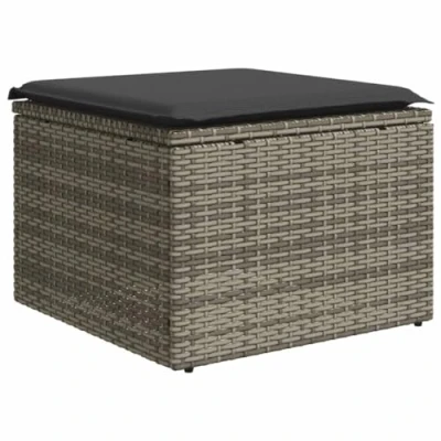 Abbildung von vidaXL Hocker Gartenhocker mit Kissen Grau 55x55x37 cm Poly Rattan (1 St)