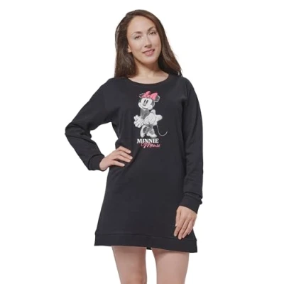 Abbildung von Disney Minnie Mouse Langarm Oberteil Nachtwäsche Shirt, Damen, Größe: Medium, Schwarz