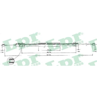 Abbildung von LPR C0630B Handbremsseil 645/500 Scheibenbremse PEUGEOT: 406 Coupe, Limousine, Kombi