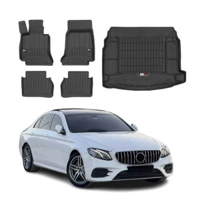 Abbildung von OMAC Fußmatten &amp; Kofferraumwanne Set kompatibel mit Mercedes E Klasse W213 2016 2024 Gummi