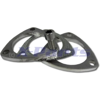 Abbildung von 76mm Auspuff Verbinder 3 Loch Flansch mit Dichtung Universal Edelstahl