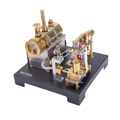 Abbildung von APAP Dampfmaschinen Modell, Retrol Vollmetallträger Dampfmaschinenmodell Und Liegender Kessel mit Zentrifugalregulator DIY Bausatz (84PCS)