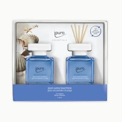 Abbildung von IPURO Raumduft Sunny Beach Time, 2x 50 ml, Glasflakon mit Rattan Holzstäbchen