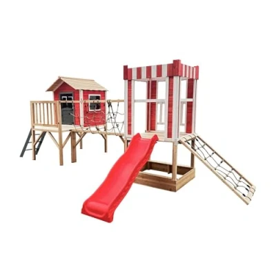 Abbildung von HOME DELUXE Spielturm Spielpark WUNDERLAND inkl. Rutsche, Kletternetze , Kinderspielhaus, 555 x 340 215 cm, Klettergerüst,