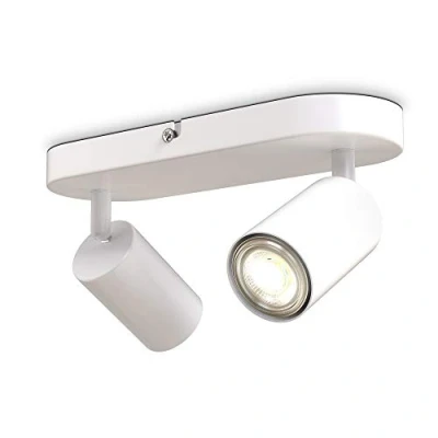 Abbildung von B.K.Licht LED Deckenspot Deckenleuchte 27cm Spots drehbar schwenkbar weiß matt BKL1455, ohne Leuchtmittel, Deckenlampe 2 flammig 230V Fassung GU10 Retro Design Flur Wohnzimmer