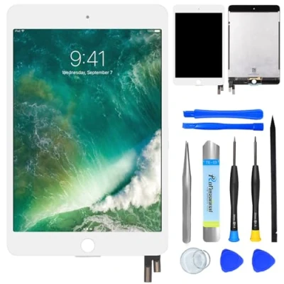 Abbildung von NB+ Ersatz Touchscreen LCD iPad Mini 4 für Apple 2015 7,9 Zoll 4. Generation, Display Einheit, Digitizer, Frontglasscheibe mit Werkzeug, Weiß