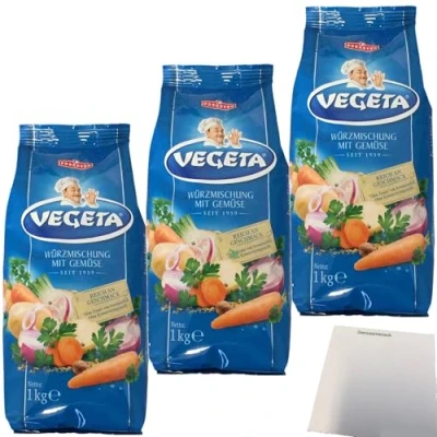 Abbildung von Podravka Vegeta Gewürzmischung mit Gemüse 3er Pack (3x1kg Beutel) + usy Block
