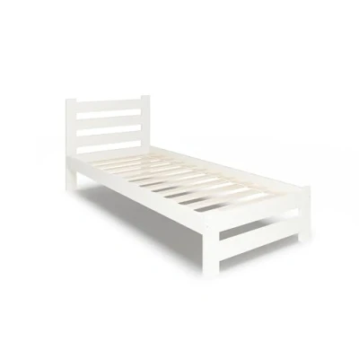 Abbildung von Home Collective Holzbett mit Lattenrost Modern Bett Kiefer Bettgestell Massivholzbett Klassisch (90x200, 120x200, 140x200, 160x200 cm), Einzelbett, Skandi Boho Landhaus Kopfteil hoch 90x200 cm weiß