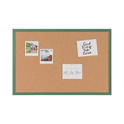 Abbildung von Bi Office Kork Pinnwand, Korktafel mit Grünem MDF Rahmen, 60 x 40 cm