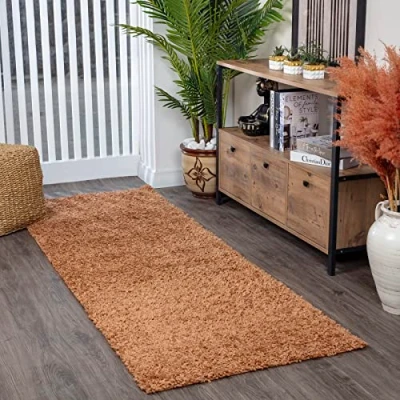 Abbildung von Surya Hochflor Läufer &quot;UNI CHIC 2306&quot;, rechteckig, Flauschig, Langflor, Weich, Wohnzimmer Flurteppich, Braun