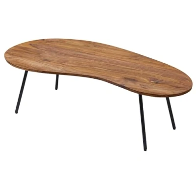 Abbildung von FineBuy Design Couchtisch FB50927 122 x 36 63 cm Sheesham mit Metallbeinen schwarz, Nierentisch Massivholz, Holztisch Tischbeine Metall, Cooler Massivholztisch, Tisch Flach modern