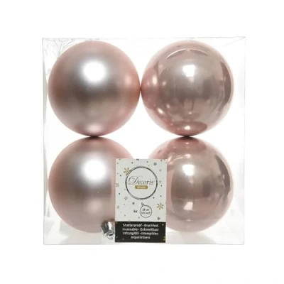 Abbildung von 4 Weihnachtskugeln Pulver rosa 100 mm KSD