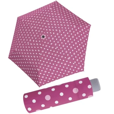 Abbildung von doppler® Stockregenschirm Mini Taschenschirm mit Handöffner für Kids, klein, leicht, gepunktet, in fröhlichen Farben