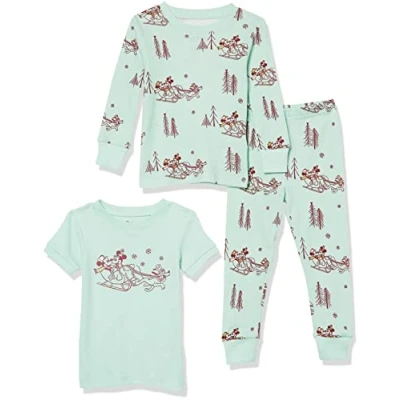 Abbildung von Amazon Essentials Disney Marvel Star Wars Baby Jungen Eng anliegende Baumwoll Schlafanzüge, 3 Piece Mickey Winter Set, 24 Monate