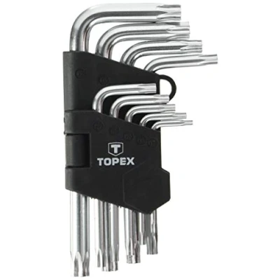 Abbildung von TOPEX 35D960 Winkelschraubendrehersatz T10, T15, T20, T25, T27, T30, T40, T45, T50 Chrom Vanadium Stahl 9
