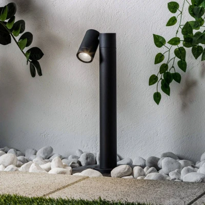 Abbildung von Prios Sockelleuchte Tulimar, dimmbar, Leuchtmittel nicht inklusive, Modern, Aluminium, Glas, dunkelgrau, 1 flammig, GU10, Wegeleuchte
