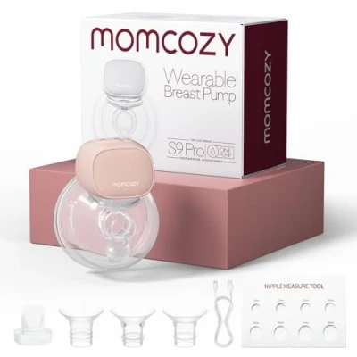 Abbildung von Momcozy S9 Pro Aktualisierte Milchpumpe Elektrisch Tragbar, Freihändige mit längster Akkulaufzeit und LED Anzeige, Elektrische 2 Modi &amp; 9 Stufen 24mm (Rosa, 1 Pack)