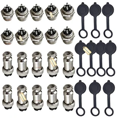 Abbildung von Luftfahrtstecker GX16 4, Lsgoodcare 30Pcs 16MM 4 Pin Din weiblich/männlich Luftfahrt Anschlussstecker mit Steckerkappen, 5A Metall Chassis Anschlussbuchse