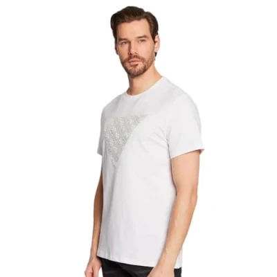 Abbildung von Guess Dreieck Vorne Tshirt print, Herren, Größe: Large, Bianco