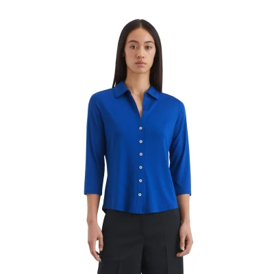 Abbildung von Marc O&#039;Polo Regular Hemdbluse, Damen, Größe: Large, Shiny blue