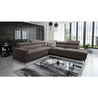 Abbildung von All4All Ecksofa mit Schlaffunktion Emre 8 Sofa Bettkasten Wohnlandschaft L Form 302x275 cm Polstersofa verstellbare Kopfstützen Rechte Seite Braun (Rechts, Mono234)