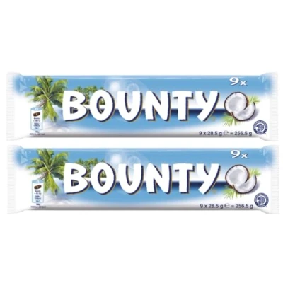 Abbildung von BOUNTY Multipack 2x 9x28,5g I 18 Riegel Kokos Schokolade Süßigkeiten Snack