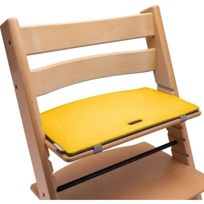 Abbildung von Sitzkissen Hochstuhl kompatibel mit Stokke Tripp Trapp (gelb/grau) Sitzpolster Kissen Sitzauflage Stuhl Polster Auflage Filz Zubehör für Kinderstuhl Holz Treppenhochstuhl Mahona