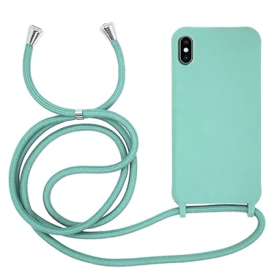 Abbildung von MyGadget Handykette für iPhone XS Max [ Hülle mit verstellbaren Band ] TPU Handyhülle Handyband zum Umhängen Kordel Schnur Case Schutzhülle Mintgrün