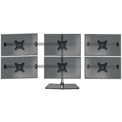 Abbildung von Duronic DM756 Monitorarm Ständer, freistehend, strapazierfähig, PC Schreibtischhalterung, höhenverstellbar, für sechs 38,161 cm große LED LCD Bildschirme, VESA 75/100, 8 kg Kapazität, neigbar und