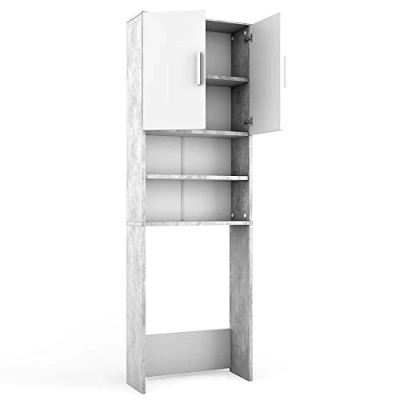 Abbildung von Vicco Waschmaschinenumbauschrank, Beton/Weiß, 64 x 190 cm