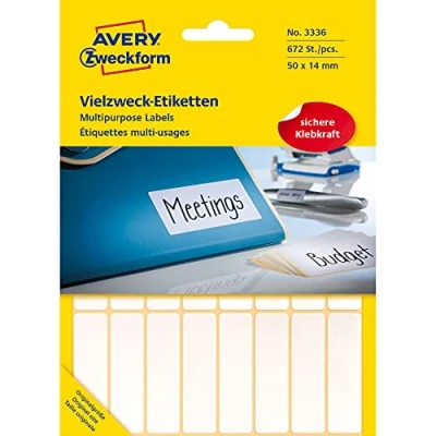 Abbildung von AVERY Zweckform Etiketten 3336 weiß 50,0 x 14,0 mm 672 Stück