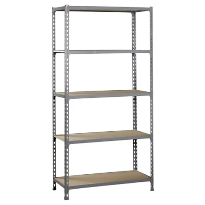 Abbildung von SimonRack Schwerlastregal, Lagerregal, 200x100x40 cm, Metallregal, Kellerregal, Biegestelle 150 kg, 5 Holzfachböden, Grau/Holz Maderclick