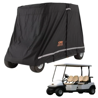 Abbildung von VEVOR Schwarzer Golfwagen Regenabdeckung 4 Personen Golfwagenabdeckung 283 x 120 170 cm, 600D Wasserdicht, Tragbare Aufbewahrungsabdeckung mit Reißverschluss, Passend für die Meisten