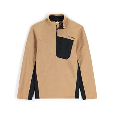 Abbildung von Spyder Herren Bandit Hybrid halbem Reißverschluss Fleecejacke, Tannin, Medium