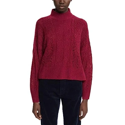 Abbildung von edc by Esprit mit falschem Zopfmuster Strickpullover, Damen, Größe: XS, Cherry red