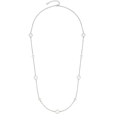 Abbildung von Leonardo Jewels Halskette Norma, Kette aus Edelstahl, Kleeblatt Elemente besetzt mit Zirkonia Steinchen, 80 85 cm Länge, Schmuck Geschenk, 023525