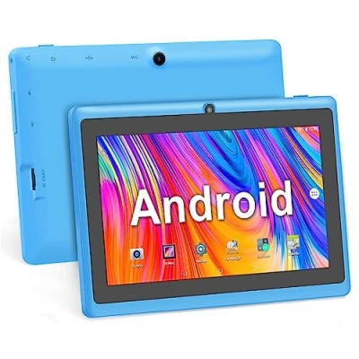 Abbildung von Haehne 7 Zoll Tablet PC, Android 5.0, A33 Quad Core, 1GB RAM 8GB ROM, Dual Kameras, WiFi, Bluetooth, für Erwachsener Kinder, Azurblau