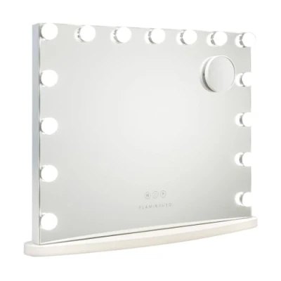 Abbildung von Flamingueo Schminkspiegel Mit Beleuchtung Kosmetikspiegel 15 LED, Spiegel 3 Modi, Ovale Basis, Hollywood Spiegel, Tischspiegel USB