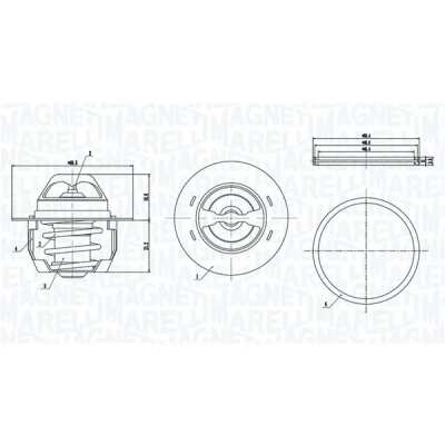 Abbildung von MAGNETI MARELLI 352317005140 Kühlwasserthermostat 89 RENAULT: Kangoo I, CLIO 2, SCENIC DACIA: Logan I MCV, Duster SUV, Sandero