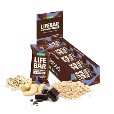 Abbildung von Lifefood Lifebar Haferriegel, Hafer Riegel, Haferflocken Snack BIO Vegan Lactosefrei Glutenfrei 15er Pack (15 x 40 g) (Chocolate Delight)